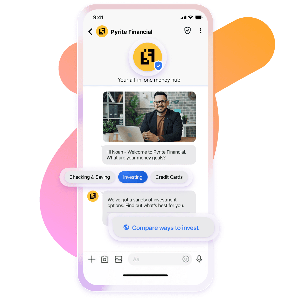 a phone with a financial app on it
