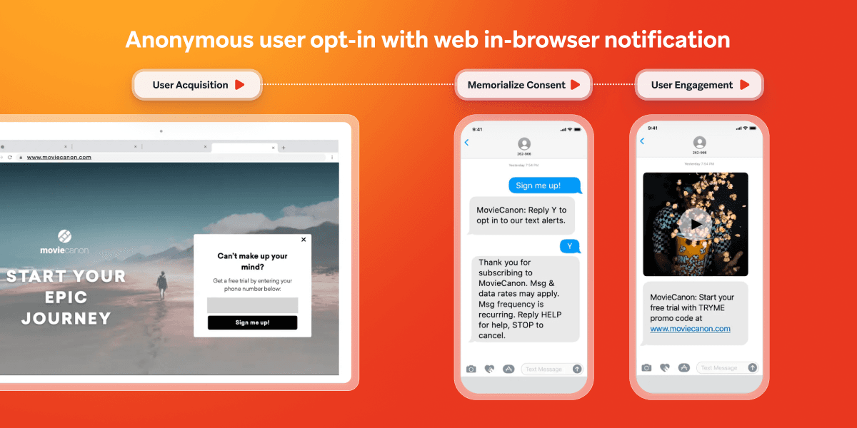 an advertisement for anonymous user opt-in with web in-browser notification